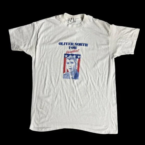 Vintage White House Oliver North For President T Shirt XL 80s USA Single Stitch - Picture 2 of 12